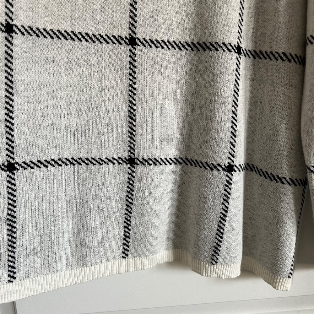 Apt. 9 Cream Plaid Scoop Neck Sweater - Picture 3 of 6